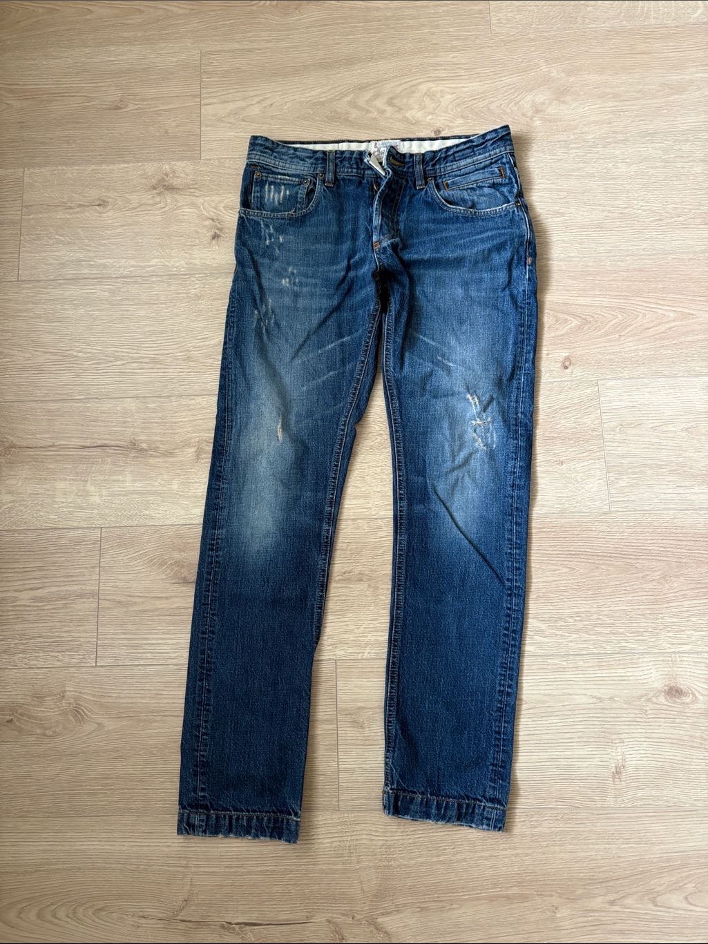 D&G Men's Slim Straight Jeans In Dark Blue Wash